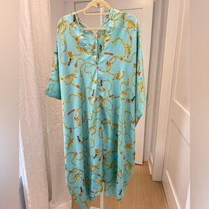 Jennafer Grace Aqua Chain Print Kaftan - OS one size
